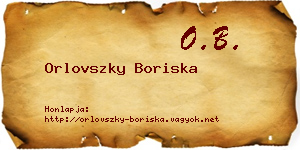 Orlovszky Boriska névjegykártya